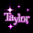 Pixelated 'Taylor' text in purple with pink sparkles on black background, four variations showing different sparkle positions and sizes.