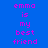 Pixelated text 'emma is my best friend' displayed across four colored with no visible animation changes