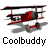 A 4-frame animated contact sheet showing a red and black biplane icon with gray shadow, each frame displaying slight motion blur variations on the wings and propeller.