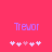 Pixelated text 'Trevor' in purple on bright pink background with two of white and pink heart symbols below
