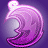 A 48x48 pixel animated contact sheet showing a cartoon character with purple hair and pink accessories, alongside a crescent moon symbol in various states of animation and the text "Onyx" on a purple background.