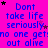 A static image with a bright pink background displays repeated blue text reading "Dont take life seriously no one gets out alive" with scattered black and purple stars.