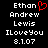 Black background with white pixelated text reading Ethan Andrew Lewis I Love You 8.1.07, where the 'Ethan' on the left has a red heart symbol replacing its final letter.