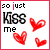 A 4-frame animated contact sheet of a buddy icon featuring the text "so just Kiss Me" with red heart symbols, where frame-specific color variations and heart positions change across frames.