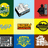 Nine pixelated icons arranged in a 3x3 grid, each on distinct solid-colored backgrounds with no visible text or motion.