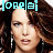 Pixelated static buddy icon featuring a person with dark curly hair and large earrings, overlaid by cyan text reading "lorelai" at the top.