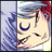 Pixelated static icon of a stylized character face with split color scheme and visible dithering effects.