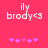 Pixelated text 'ily brody<3' on bright pink background with five purple asterisks below, two versions showing animation changes in the middle asterisk.