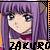 Pixelated anime-style icon of a character with long purple hair and a purple bow, featuring visible text at the bottom.