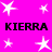 A static image with a bright pink background featuring white star shapes and repeated black text "KIERRA" in two