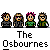 Pixel art of character icons with text labels, featuring repeated figures with pink hair accessories and green/black clothing under a '10% OFF' banner