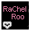 nine identical black square icons with pink text 'RaChel Roo' and a white heart symbol, each bordered by alternating pink or white frames