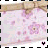 A 48x48 pixel animated buddy icon featuring pink cherry blossoms on a light background with a brown ribbon, displayed in a contact sheet format showing three frames of the animation.
