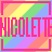 Pixelated icon with pink text 'HICOLETTE' over diagonal rainbow stripes, framed by a thick pink border.