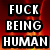 A pixelated text-based image with bold white letters on black outlines against a fiery orange-red background, displaying the phrase "FUCK BEING HUMAN I WANNA BE A VAMPIRE".