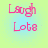 Pixelated pink text 'Laugh' above 'Lote' on a gradient background shifting from light green to cyan.