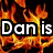 Flames engulf the background with text reading "Dan is HOT!!" in bold white letters outlined in black.