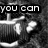 Black-and-white pixelated image with text overlays reading "you can sit beside me when the world comes down" over a blurred background.