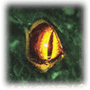 A golden-hued, oval-shaped object with a glowing yellow-orange interior sits centered in dark green foliage. The internal glow shifts from vertical slit to rounded shape across observations.