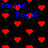 Red pixel hearts scattered across black background with blue text 'Taylor Rossi' repeated in multiple positions.