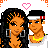Pixel art contact sheet of animated character frames with text elements showing a couple in swimwear and casual outfits, featuring repeated heart symbols and partial phrases.