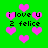 Green background with pink pixelated hearts and repeated text 'i love u 2 felice' in black pixelated font.
