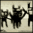 Animated contact sheet showing five sequential frames of a pixelated ghost character performing a dance-like motion against a sepia-toned background with visible dithering and low-resolution artifacts.