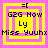 Four identical pixelated icons arranged in a , each with layered yellow and pink squares and black text reading '=L G2G Now Ly Miss Yuuhx'