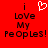 Red background with black text reading "i Love My PeOpLes!" and a white pixelated heart symbol above the left 'i'.
