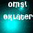 Pixelated teal and black background with white text 'omg!' above 'øklater' in four -aligned showing animation changes
