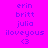 Four display text and a heart symbol in varying color schemes with no visible animation changes