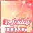 Pixelated pink and orange gradient background with white text reading 'its friday in love' repeated across a of identical