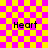 Yellow and pink checkered background with four 'Heart' text labels and two animated patterns