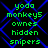 Green pixelated text on black background with blue diamond pattern, repeated in two vertical