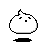Pixelated white blob with black outline and shadow, displaying three distinct expressions: neutral face, crying eyes, and open-mouthed surprise.
