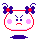 A 4-frame pixel art animation of a cartoon character's face with changing expressions and eye states, displayed in a contact sheet layout on a gray background.