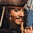 Pixelated static image of a person with long dark hair wearing a wide-brimmed hat, holding a sword-like object against a blurred background.