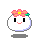 Pixelated character with pink flower crown, black eyes, and pink mouth; two versions show smiling and neutral expressions above 'NG!!' text.