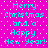 A static image with a bright pink background and white dots, displaying repeated cyan text reading "Merry Christmas and a Happy New Year!" in pixelated font.