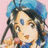 Pixelated static image of a female anime character with blue hair and dark eyes, wearing a light-colored top against a pink background.