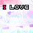 Pixelated text "I LOVE" and "TREVOR" in various color combinations on a pastel watercolor background with horizontal stripes.