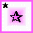 Six square each contain a central star with a smaller star in the corner, arranged in a with varying border colors