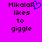 Pixelated text on bright pink background with blue heart symbol replacing 'R' in name.