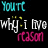 A static digital image displays text fragments in cyan, white, yellow, and magenta on a black background with a gray rectangle.