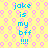 Yellow background with pink circular patterns and blue text reading "joke is my bff !!!!" in four identical vertical