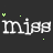 Animated sequence of 'miss miss' text with changing pixel art elements above and below the text on a dark background.