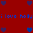 Red background with blue and purple pixelated hearts arranged in a pattern, repeated text "i love holly" in blue lowercase letters
