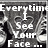 Black-and-white animated icon with heart-shaped eyes and text reading "Everytime I See Your Face... My Heart Starts Beating Faster & Faster" over a blurred background.