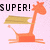 Pixelated orange giraffe with yellow platform on its back, pink background, and text changing from SUPER! to GIRAFFE!