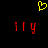 Yellow pixelated heart symbol above two red pixelated 'ily' text elements on black background.